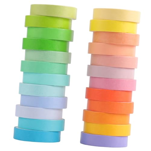 FONDOTIN 24 Rollen Teiliges Washi Tape Buntes Klebeband für DIY Scrapbooking Journaling Planner Dekoration Handreißbar Vielseitig Nutzbar für Geschenkverpackung und Bastelprojekte von FONDOTIN
