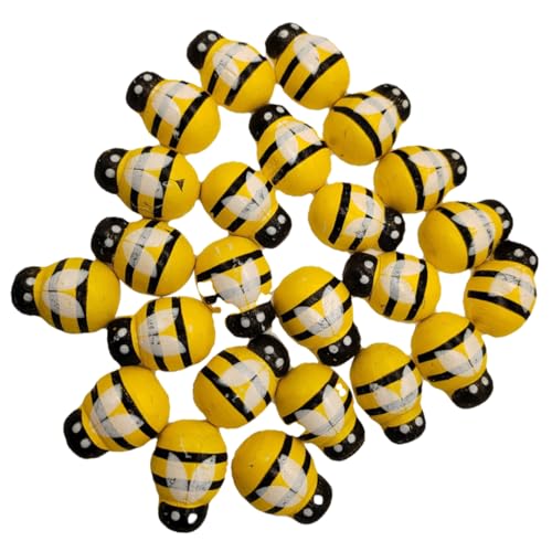 FONDOTIN 24 Stück Holz Bienen Deko Kreative DIY Bienenverzierungen für Garten und Feste Lebendige Handgemachte Bienenornamente für Bastelprojekte und Dekoration von FONDOTIN