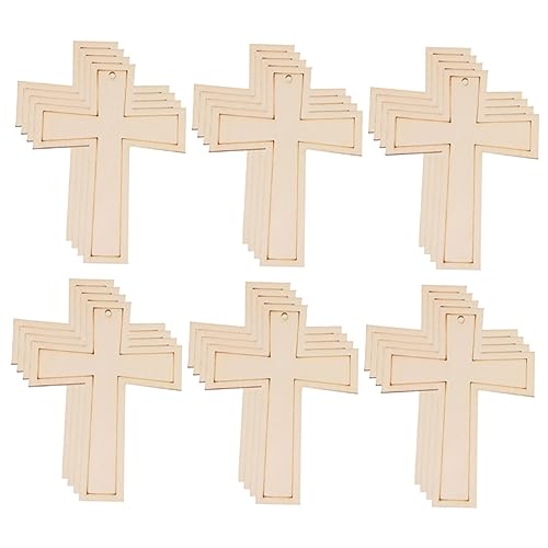 FONDOTIN 24 Stück Teiliges Naturfarbener Holzscheiben im Kreuzdesign Kreative DIY Holzchips für Handgemalte Bastelprojekte Umweltfreundlich und Sicher für Fördert Kreativität und von FONDOTIN