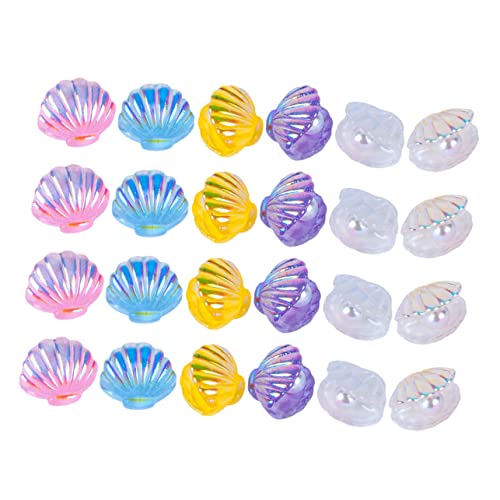 FONDOTIN 24Stücke DIY Muschelschalen Charms Zubehör für Handyhüllen Teiliges Zufällige Farben Material für Schmuck und Haaraccessoires Langlebig und Leicht zu Gestalten von FONDOTIN