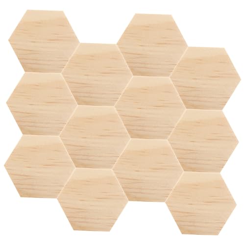 FONDOTIN 25 Stück Unbehandelte Holzplatten Sechseck Form für DIY Bastelprojekte Holzbrände Malerei und Dekoration für Kreative Gestaltungen und von FONDOTIN