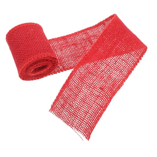 FONDOTIN 2M Jute Sackleinenband Rot für Weihnachtsdeko Umweltfreundliches Bastelmaterial für Tischdekoration und Projekte Natürliche Leicht von FONDOTIN