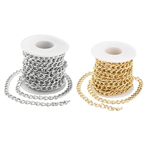 FONDOTIN 2Rollen Aluminium Kette DIY Schmuck Halskette Metallkette Für Schmuckherstellung Und Dekorative Gliederkette Für Bastelprojekte Und Accessoires von FONDOTIN