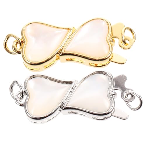 FONDOTIN 2Stücke DIY Halskettenverschluss Natürlicher Muschelverschluss für Schmuckherstellung Kupferverbindung Einfach zu Installieren für Perlenhalsketten und Armbänder von FONDOTIN