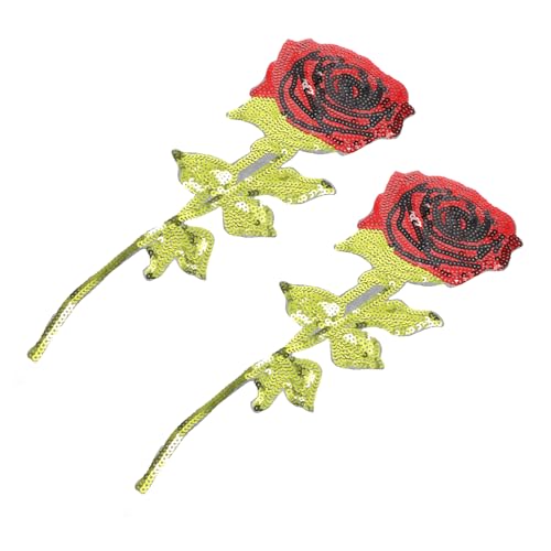 FONDOTIN 2Stücke Pailletten Rosen Patches DIY Applikationen für Kleidung und Accessoires Stoffaufnäher für Bastelprojekte und Dekoration von FONDOTIN