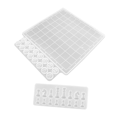 FONDOTIN 2stücke Schachbrett Silikonform Set Teiliges Gießform Set Für Schachbrett Und Figuren Für Bastelprojekte Langlebiges Silikon Für Kreative Und Anlässe von FONDOTIN
