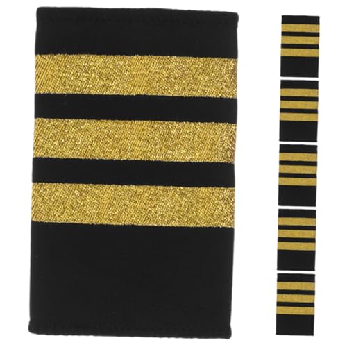 FONDOTIN 3 Paare Goldene Epauletten für Pilotenuniform Schulterklappen mit Goldstreifen Professionelle Kapitänsschulterstücke für Männer und Frauen Geeignet für Airline Ausbildung und von FONDOTIN