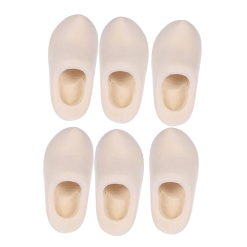 FONDOTIN 3 Paare Miniatur Holzschuhe Unvollendete Holzschuhe für Puppenhaus Dekoration für Kreative DIY Projekte Bemalbar Robust und Vielseitig Einsetzbar von FONDOTIN