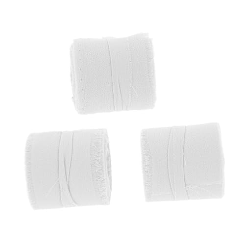 FONDOTIN 3 Rollen Chiffonband mit Fransen für Hochzeiten Blumensträuße und und Glatt für Dekoration und Verpackung Elegantem von FONDOTIN