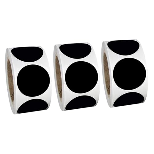 FONDOTIN 3 Rollen Runde Selbstklebende Schwarze Etiketten aus PVC Wasserdichte Haushaltsverpackungs und Dekorationsaufkleber pro Praktische Siegel und Beschriftungssticker für Küche und von FONDOTIN