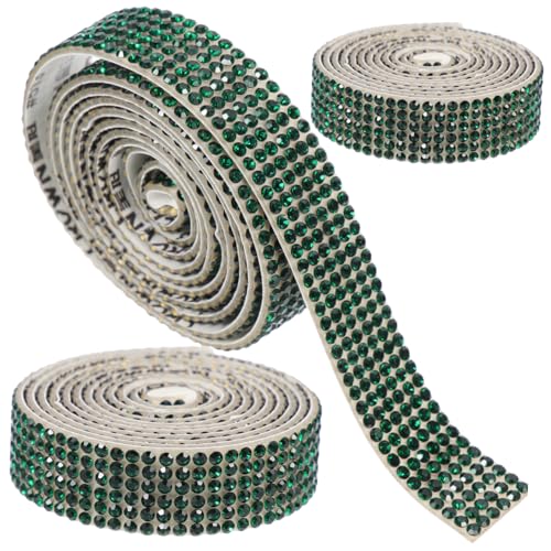 FONDOTIN 3 Rollen Selbstklebendes Strassband Glänzend Hohe Temperaturbeständigkeit Strapazierfähiges DIY Bastelband für Telefon Dekoration Tiefgrün von FONDOTIN