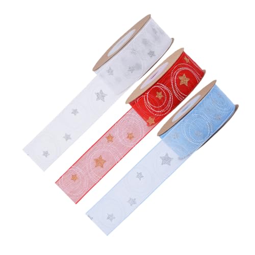 FONDOTIN 3 Rollen Weihnachts-dekoband mit Stern Kreis-muster Geschenkband für Festliche Verpackung DIY Basteln Partydeko und Weihnachtsbaum Polyester Geschenkband Zubehör FONDOTIN 3 Rollen Weihnachts-dekoband mit Stern Kreis-muster Geschenkband für Festliche Verpackung DIY Basteln Partydeko und Weihnachtsbaum Polyester Geschenkband Zubehör von FONDOTIN