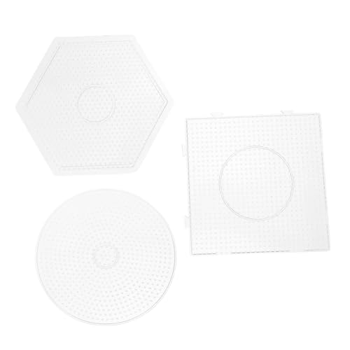 FONDOTIN 3 Stück Bügelperlen Steckplatten Klare Kunststoff Vorlagen Formen für Basteln mit Kindern für DIY Projekte und Kreative von FONDOTIN
