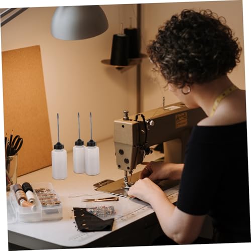 FONDOTIN 3 Stück Sewing Machine Oil Bottle aus Robustem Kunststoff mit Langem Auslauf und Eisenmundstück Transparenter Schmierölspender für Nähmaschinen und Maschinenwartung von FONDOTIN