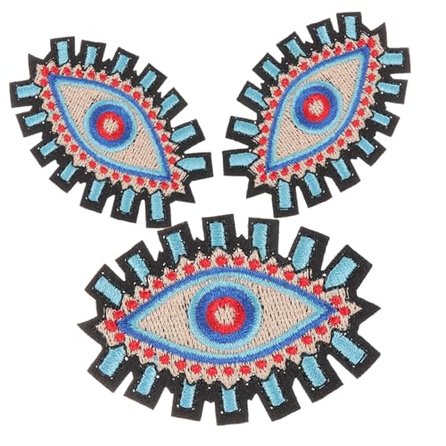 FONDOTIN 3 Stück Teiliges Evil Eye Aufbügler Patches für Kleidung Vielseitig Einsetzbar Langlebig Hautfreundlich Dekorativ für Jacken Rucksäcke Hüte DIY Textilflicken von FONDOTIN