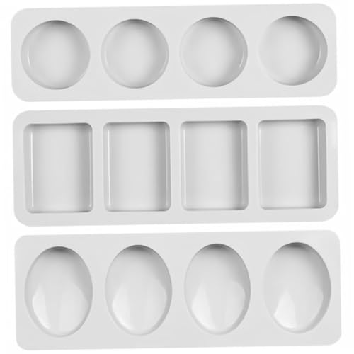 FONDOTIN 3 Stück Teiliges Seifenformen aus Lebensmittelechtem Silikon Runde Rechteck Oval Langlebig Antihaftbeschichtet Handgefertigte Seifenherstellung DIY Crystal Epoxy Zufällige Farbe von FONDOTIN