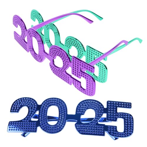 FONDOTIN 3 Stück Year Party Eyewear Teiliges Bunte Kunststoffbrillen Lustige Zahlenbrille für Silvester Feier und Fotorequisiten Erwachsene von FONDOTIN