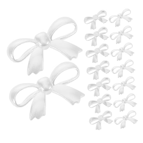 FONDOTIN 30 Stück Perlenschleife Fotorahmen Verzierungen Schleifenzauber Telefon Charms Kleine Bögen süße Schleifenanhänger Harzdekorationen Haarspange mit Flatback-Anhängern Plastik Weiß von FONDOTIN