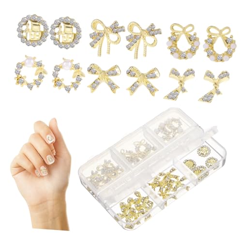FONDOTIN 30 Stück Teiliges Nagelkunst Glänzenden Nail Art Charms aus Robustem Legierungs material Vielseitig für DIY Nägel Handyhüllen und Mehr Inklusive Praktischer Aufbewahrungsbox für von FONDOTIN