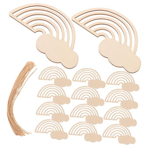 FONDOTIN 30 Stück Teiliges Regenbogen Holzscheiben zum Basteln Unbehandelte Holzausschnitte aus Robustem Holz Sicher und Langlebig für DIY Malprojekte und Kreative Bastelarbeiten von FONDOTIN