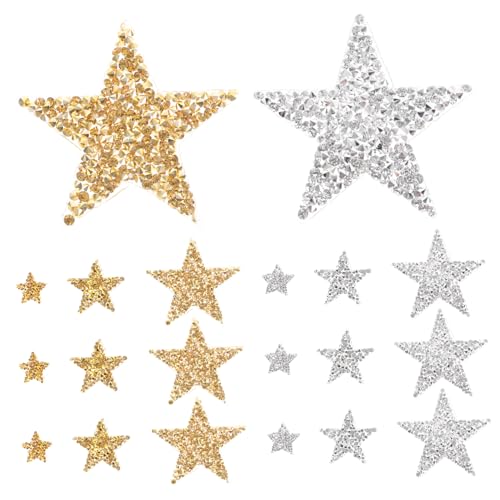 FONDOTIN 30 Stück Teiliges Sternförmige Bügelflicken mit Glitzerdetails Selbstklebend und Strapazierfähig für Kleidung Taschen Hüte und Schuhe Vielseitige Reparatur Dekorationspatches von FONDOTIN