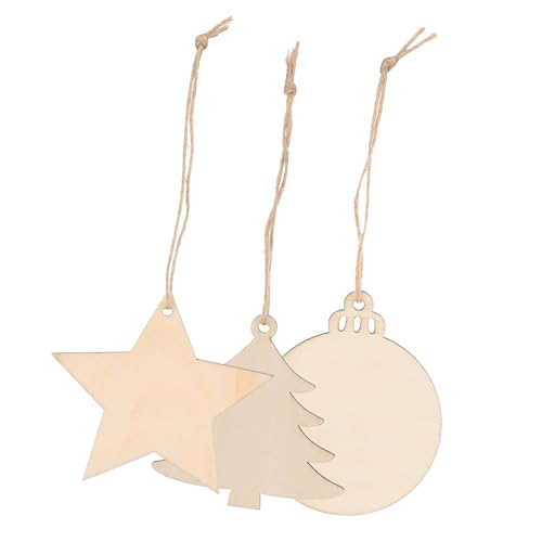 FONDOTIN 30 Stück Teiliges Weihnachtsdeko Holzanhänger aus Naturbelassenem Holz mit Glatter Oberfläche DIY Baumschmuck für Kreative Weihnachtsbaum und Tischdekoration Nachhaltige von FONDOTIN