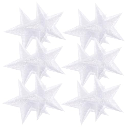 FONDOTIN 30 Stück Teiliges Weiße Stern Bügelflicken Bestickte Applikationen Glitzerndes Design zum Aufbügeln Kleidung Jeans Taschen und Rucksäcke für Reparatur und Dekoration von FONDOTIN