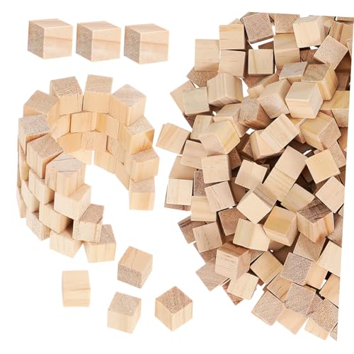 FONDOTIN 300 Stück Unbemalte Holzwürfel Kiefernholz Bastelklötze für DIY Projekte Puzzle und Kreative Gestaltungsmöglichkeiten von FONDOTIN