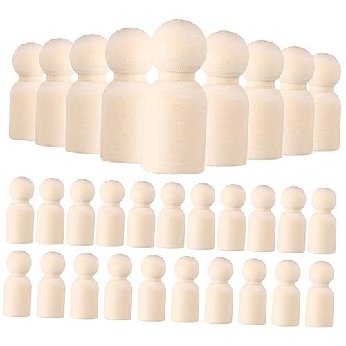 FONDOTIN 30Stücke DIY Holzpuppen Unbemalte Klammerpuppen Natürlichem Holz Blanko Figuren für Bastelprojekte DIY Malerei und Heimdekoration von FONDOTIN