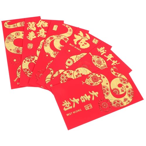 FONDOTIN 36 Stück Teiliges Traditionelle Rote Umschläge zum Chinesischen Neujahr Jahr der Schlange Dickes Papier Festliches Design Leicht und Tragbar als Geschenkumschläge und Dekoration von FONDOTIN