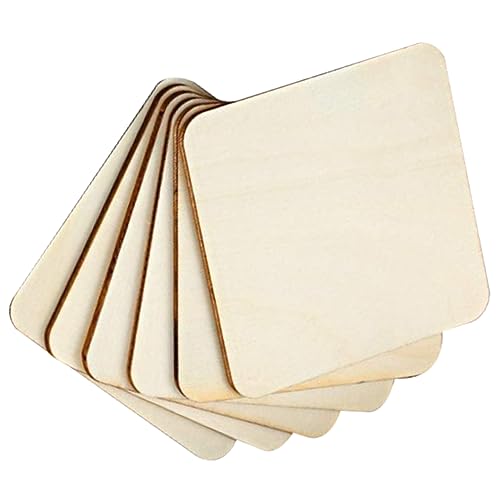FONDOTIN 36 Stück Unbehandelte Holzscheiben Quadratisch DIY Holzstückchen für Basteln und Dekoration Natürliche Holzplatten für Kreative Projekte von FONDOTIN
