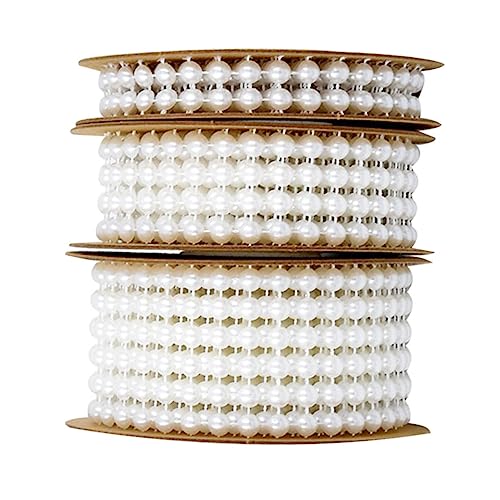FONDOTIN 3Rolle Perlenband Reihen Hemisphäre Perlen Baumwollband für Hochzeit Garten DIY Handwerk und Geschenkverpackung Festliche Dekoration von FONDOTIN