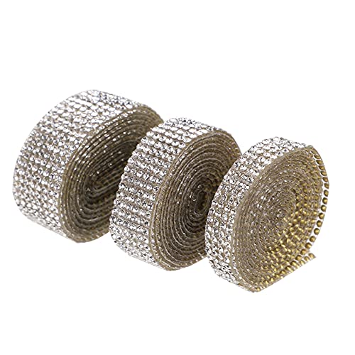 FONDOTIN 3Rollen Strassband mit Hotfix Kleber Glitzerband für DIY Dekoration für Kleidung Handyhüllen Schmuck und Bastelprojekte Funkelnde Kristall Accessoires von FONDOTIN