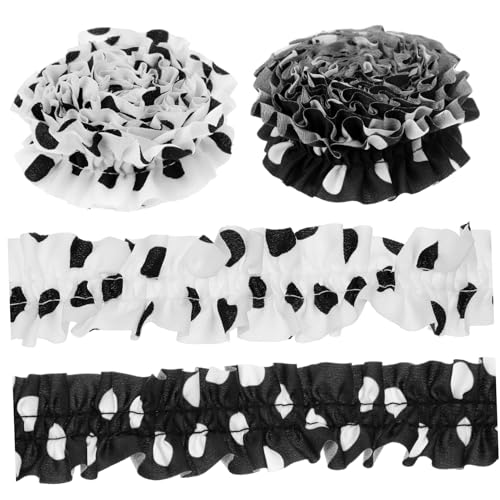 FONDOTIN 4 Rollen Rüschenspitze Stoffband Doppelt Plissiert Chiffon Ruffle Trim für Kleidung Dekoration DIY Haarschleifen Nähzubehör von FONDOTIN