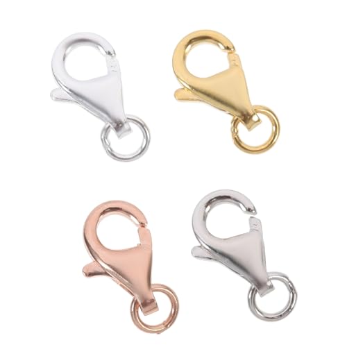 FONDOTIN 4 Sätze Karabinerverschlüsse Hummerklauen in Silber Weißgold Gold Roségold mit Einzelringen für Schmuckverbinder DIY Armband Ketten Verschluss Zubehör von FONDOTIN