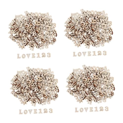 FONDOTIN 4 Sätze Teiliges Holzbuchstaben Und Zahlen Set Naturbelassen Robustes Material Für Diy Bastelprojekte Frühkindliche Bildung Und Wohnraumdekoration 200 Stück * 4 von FONDOTIN