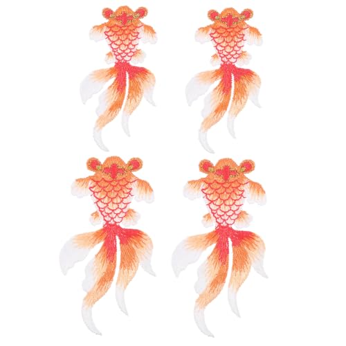 FONDOTIN 4 Stück Goldfisch Design Stickapplikationen Symmetrische Nähbare Patches für Kleidung Jeans Taschen DIY Mode Dekoration Orange Kleine und Große FONDOTIN 4 Stück Goldfisch Design Stickapplikationen Symmetrische Nähbare Patches für Kleidung Jeans Taschen DIY Mode Dekoration Orange Kleine und Große von FONDOTIN