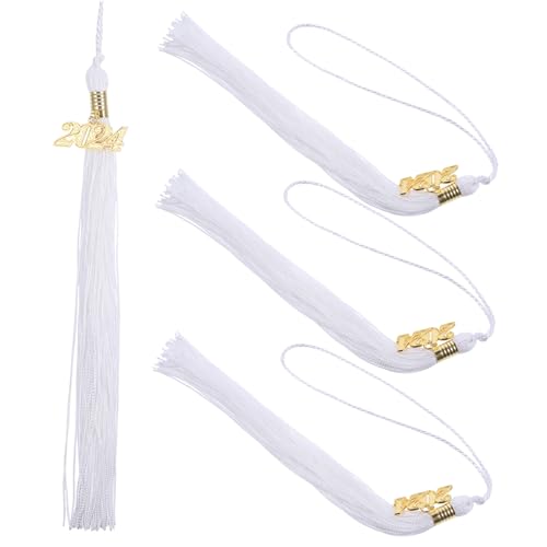 FONDOTIN 4 Stück Graduation Cap Tassels Teiliges mit Kreativem Datumsanhänger Langlebige Abschluss Hut Quasten für Abschlussfeiern und Erinnerungsstücke Akademisches Zubehör für Studenten von FONDOTIN