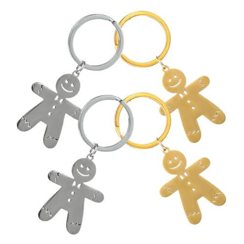 FONDOTIN Lebkuchenmann Schlüsselanhänger Tasche Hängeanhänger Edelstahl 4er-pack Weihnachtspaket von FONDOTIN