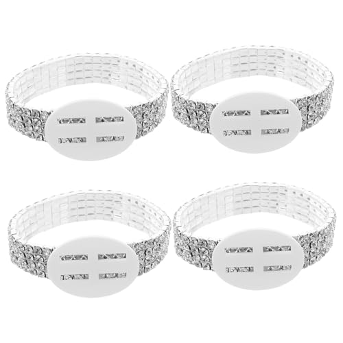 FONDOTIN 4 Stück Strass -handgelenkarmband Ohrfeigenarmbänder Für Korsagen Corsage-armband Für Den Abschlussball Leuchtende Handgelenkkorsagen Party-corsage-armband Elastische Kordel Silber von FONDOTIN