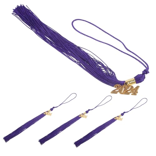 FONDOTIN 4 Stück Teiliges Abschlusskappen Quasten Anhänger in Lila Langlebige und Metallverarbeitung Dekorativ für Abitur Abschlussfeier und Schulabschluss Kreative Graduation Hat Tassels von FONDOTIN