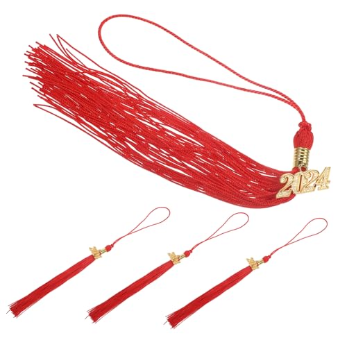 FONDOTIN 4 Stück Teiliges Abschlusskappen Quasten in Rot Langlebige Abschlusshut Anhänger Dekorative Fransen für Abschlussfeier Eleganter Schmuck für Doktor und Bachelorhüte für Absolventen von FONDOTIN