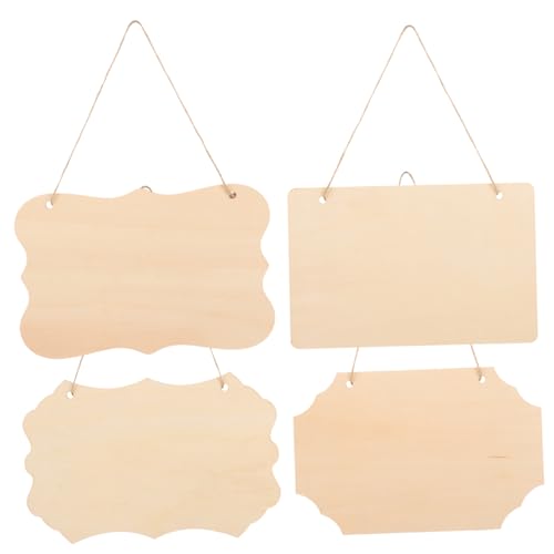 FONDOTIN 4 Stück Teiliges DIY Holzschild aus Unbehandeltem Holz mit Aufhängung Personalisierbare Holztafeln für Haustür Wand Fenster Robustes Holzdekor für Kreative Bastelprojekte und von FONDOTIN
