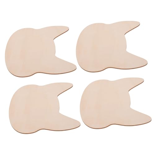 FONDOTIN 4 Stück Teiliges Holzscheiben Katzenkopf Unbehandelte Holzstücke für DIY Basteln Glatte Oberfläche Langlebig für Wanddeko und Kreative Handarbeit von FONDOTIN