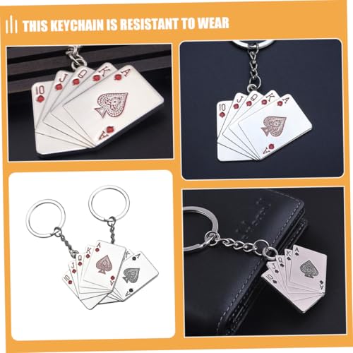 FONDOTIN 4 Stück Teiliges Poker spielkarten Schlüsselanhänger Metall Glücksschlüsselanhänger mit Magischem Design Leicht und Tragbar für Kartenspieler und Partygeschenke von FONDOTIN