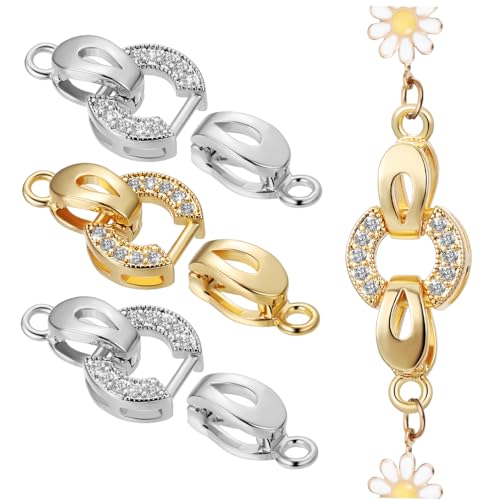 FONDOTIN 4 Stück Teiliges Schmuckverschluss Kupfer mit Gold Silber elektroplattierung Vielseitige DIY armband Halskettenverschlüsse Langlebig Elegant für Schmuckherstellung FONDOTIN 4 Stück Teiliges Schmuckverschluss Kupfer mit Gold Silber elektroplattierung Vielseitige DIY armband Halskettenverschlüsse Langlebig Elegant für Schmuckherstellung von FONDOTIN