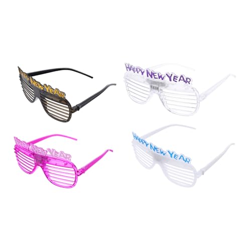 FONDOTIN 4 Stück Teiliges Set LED Partybrille für Neujahr Lustige Dekorationsbrille für Feiern und Fotos Bequem für Festliche Anlässe Zufällige Farbe von FONDOTIN