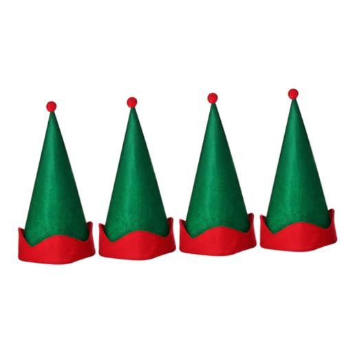 FONDOTIN 4 Stück Teiliges Weihnachts Elfen Spitzhut Grün Festliche Party Kopfbedeckung für Weihnachten Silvester und Kostümfeier Weihnachtliches Accessoire für Familienfeiern und Foto von FONDOTIN