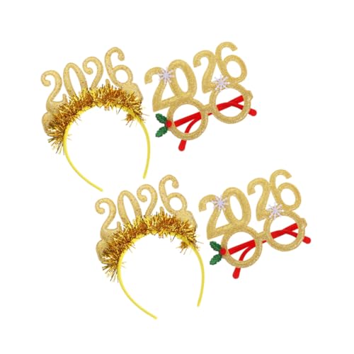 FONDOTIN 4 Stücke Teiliges Glitzer Party Headbands und Brillen Auffällige Neujahrsfeier Kopfbedeckung für Erwachsene Leichte Dekoration für Silvester und Weihnachtsfeiern von FONDOTIN
