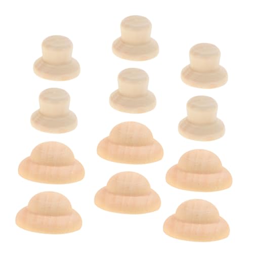 FONDOTIN 40 Stück DIY Holzpuppen Hut Unfertige Holzfiguren Hüte für Basteln für Kinderzimmer Deko und Weihnachten Holzmaterial Malen und Gestalten von FONDOTIN